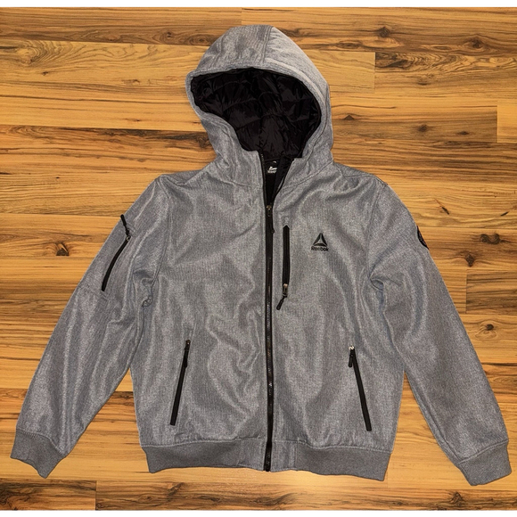 Reebok Other - Reebok Men’s XL Hooded Softshell Jacket Gray Fleece Lined Zip Pockets